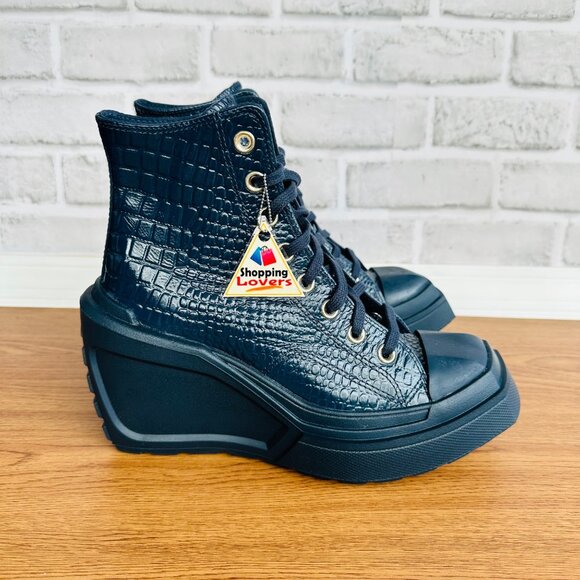 ⭐Chuck 70 De Luxe Wedge Platform Leather Sneakers 6.5 Womens Shoes Blue A10037C⭐ - Picture 7 of 11